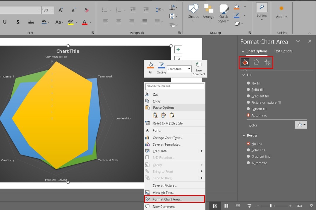 formatting chart area