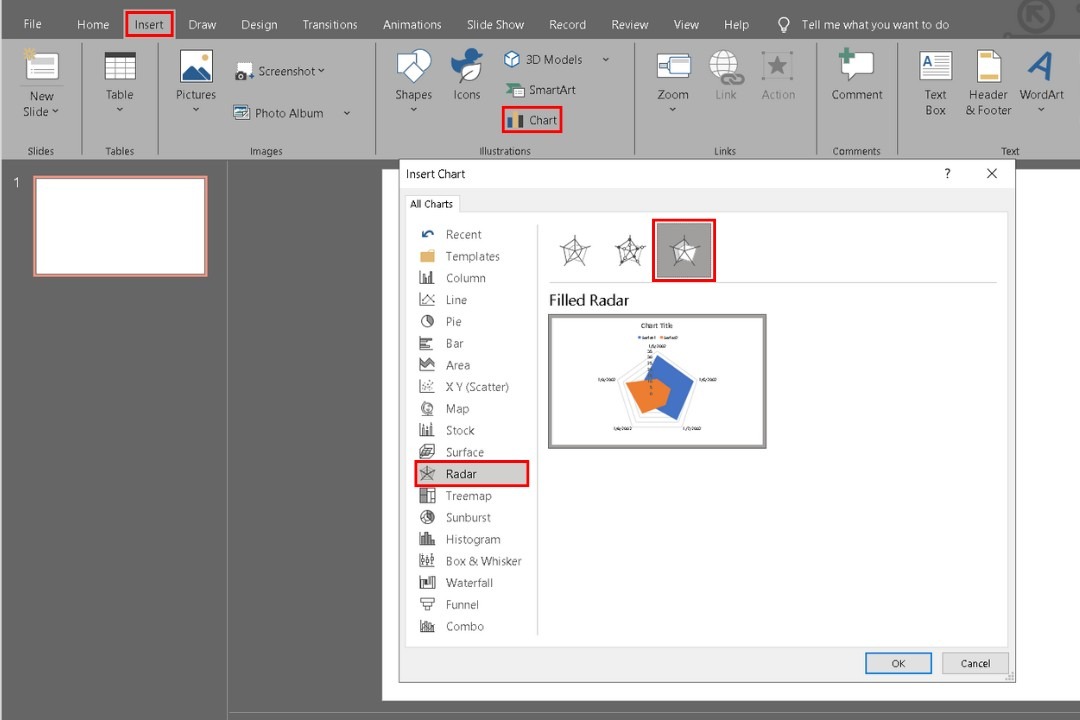 inserting professional radar chart