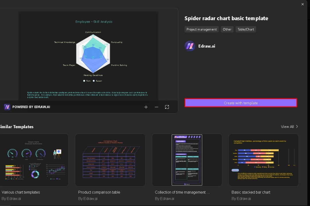 selecting basic radar chart template