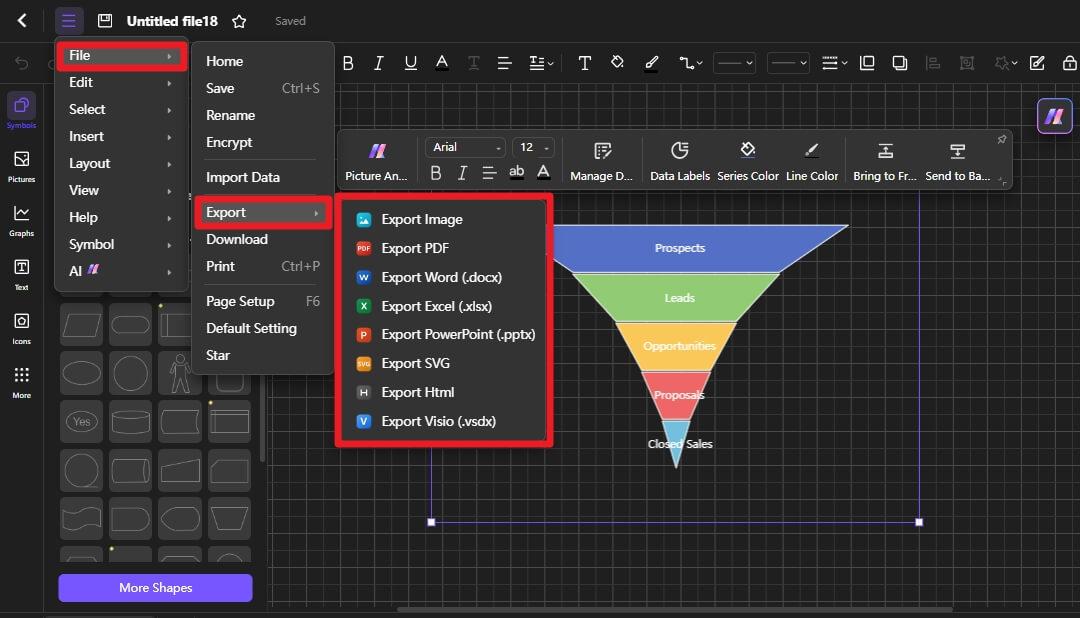 export the design in different formats