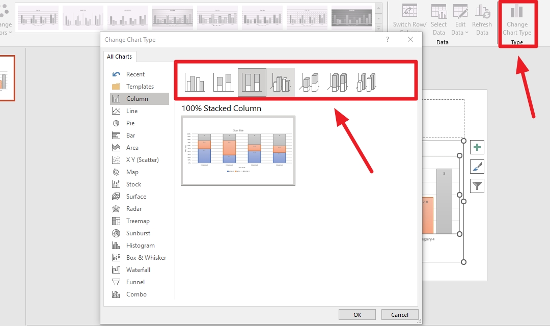 change the type of your bar chart from the navigation bar