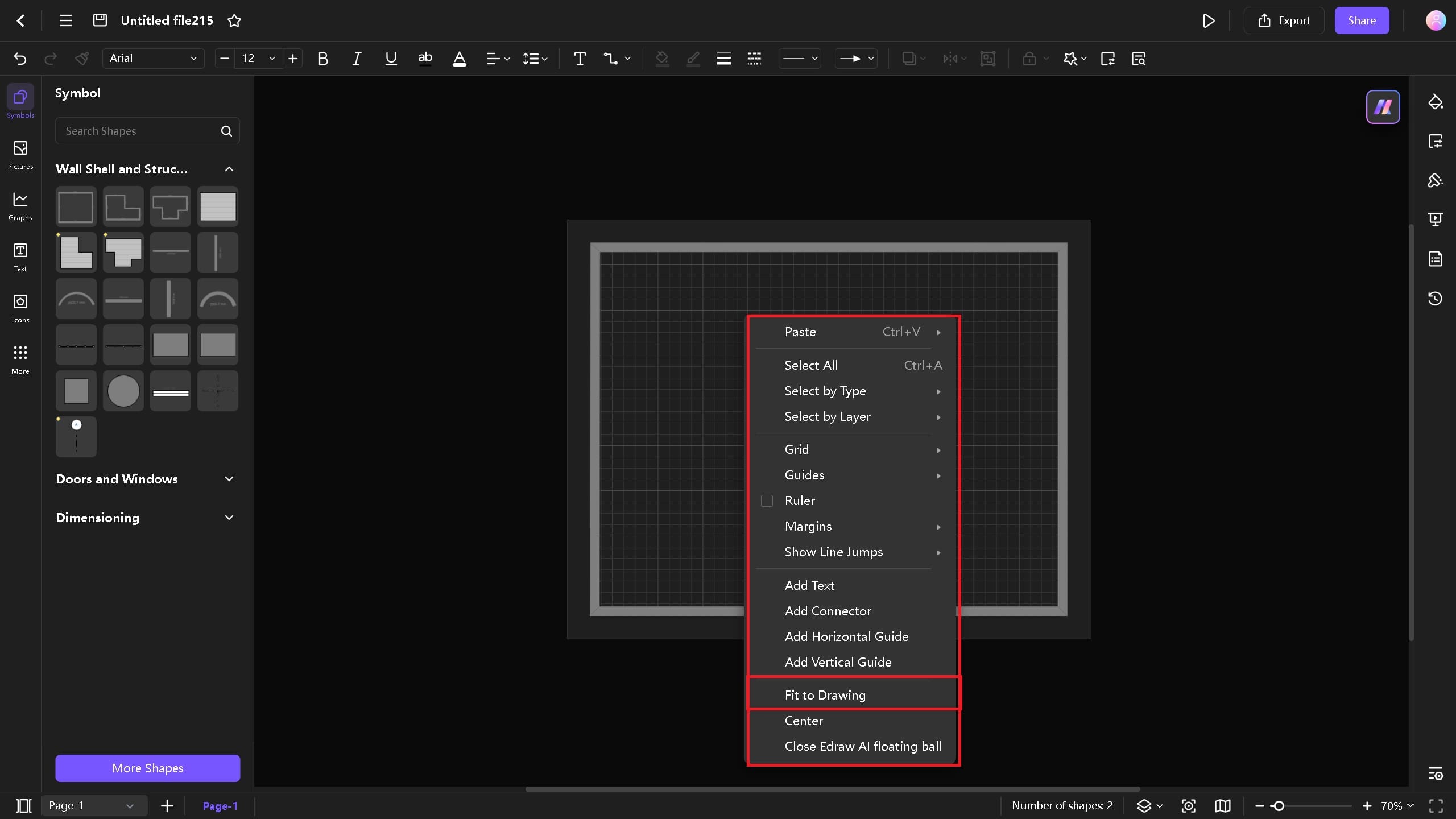 fit to drawing feature