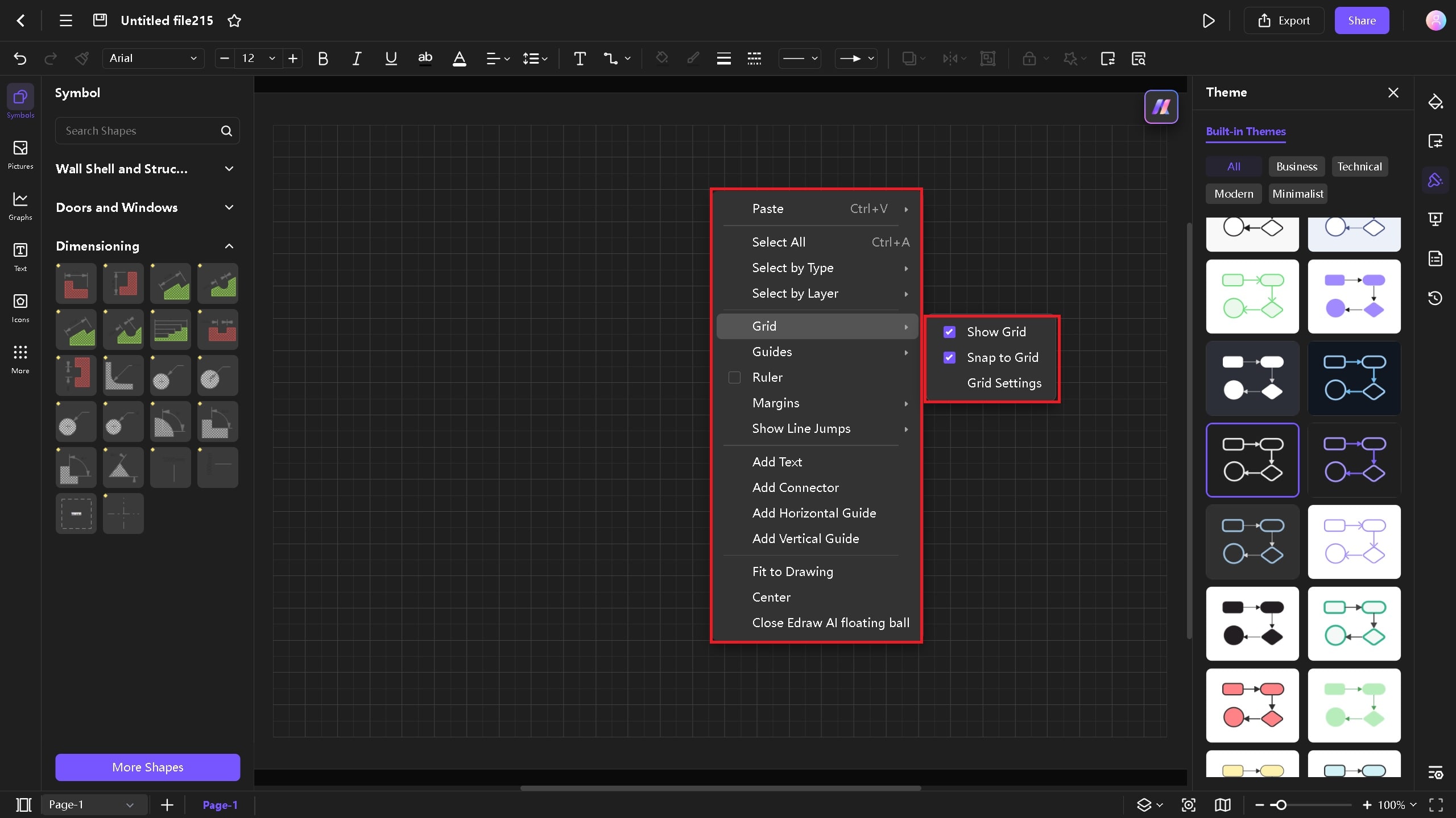 show grid on Edraw.AI