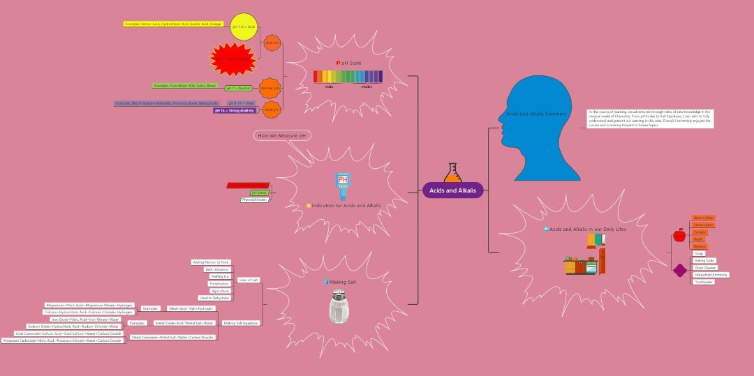 acids and alkalis mind map