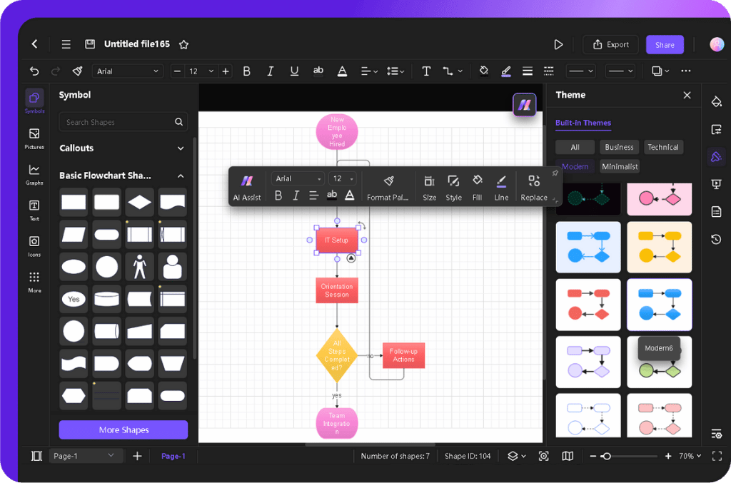 modifying ai generated flowchart