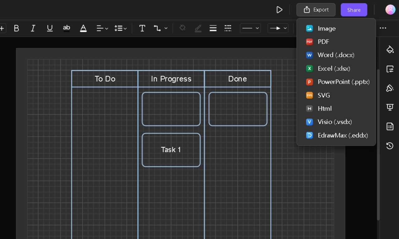 exporting or sharing your final kanban board