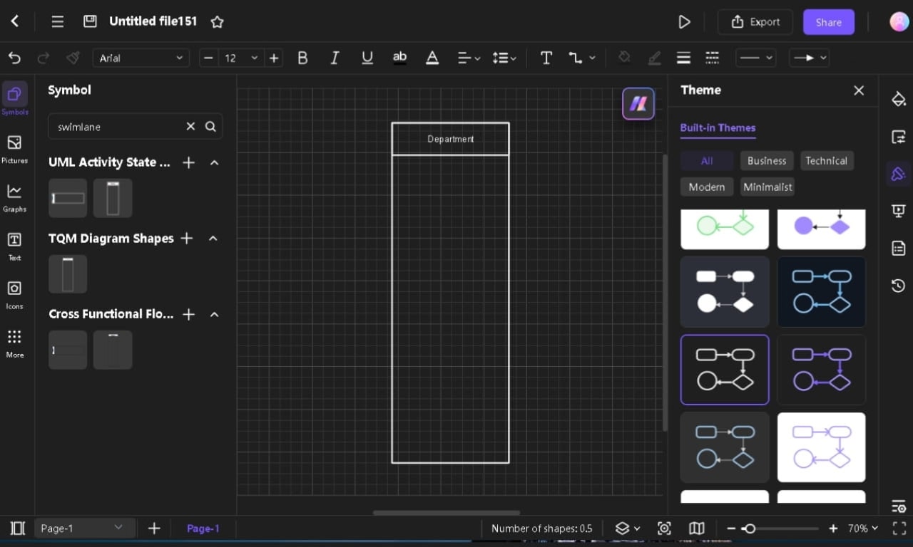 adding swimlane shapes