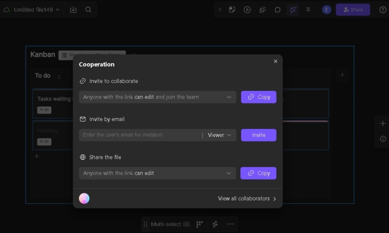 sharing kanban board for live collaboration