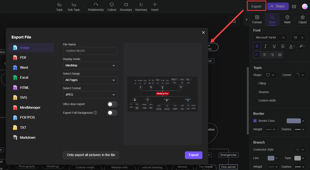 export or save the template