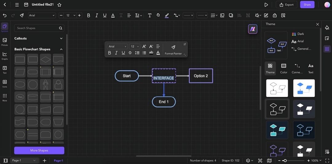 edraw canvas ai flowchart text edit