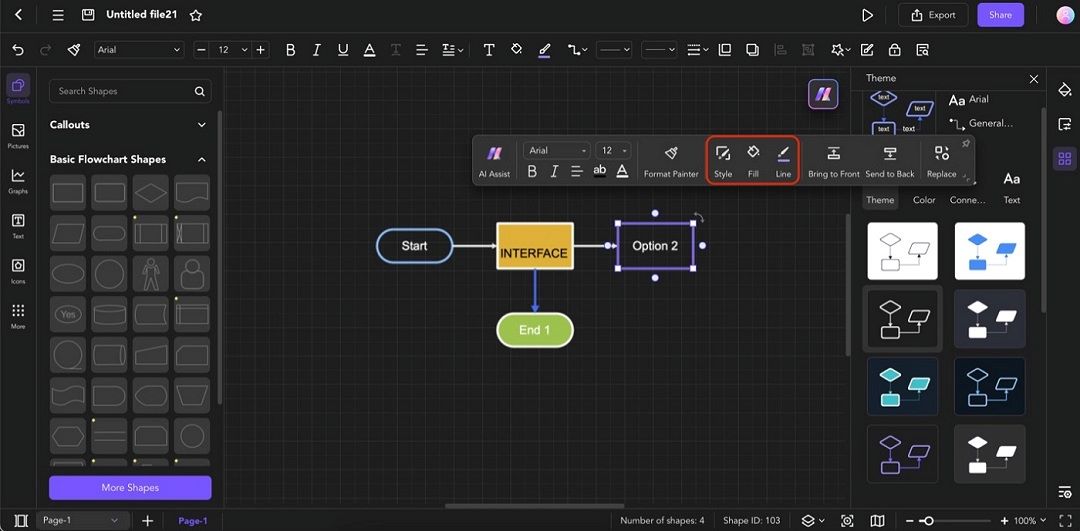 edraw canvas ai shape fill line