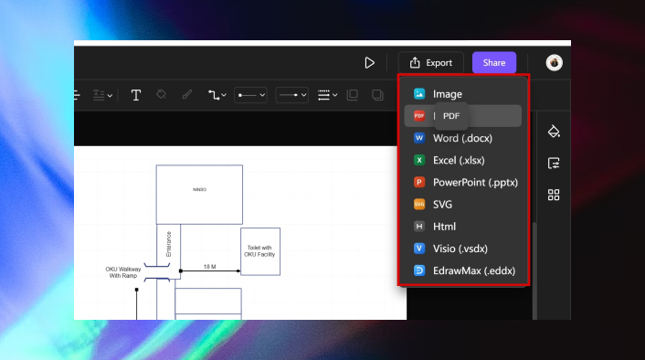 export option on Edraw.ai