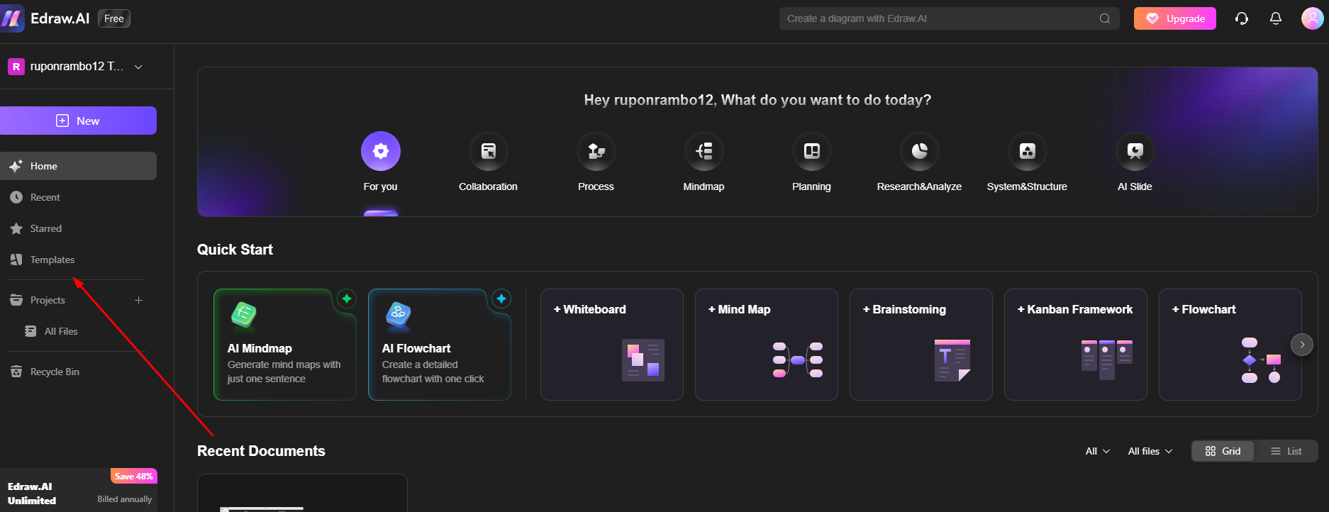 go to the template section of edraw.ai