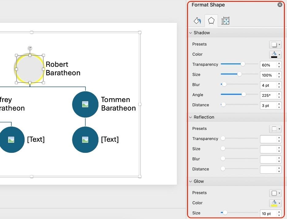 format shape advanced effects