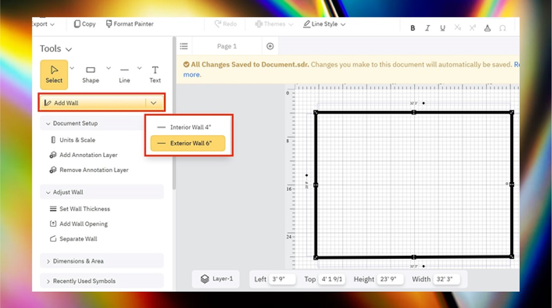 exterior walls in SmartDraw 