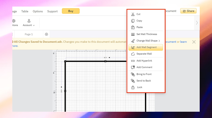 wall segment feature on SmartDraw