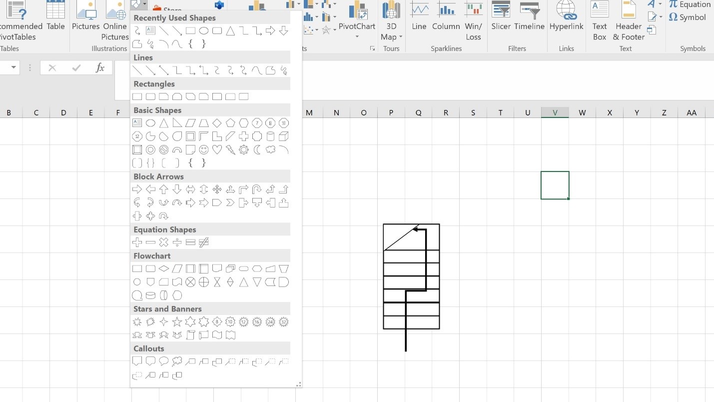 adding-arrow in Excel