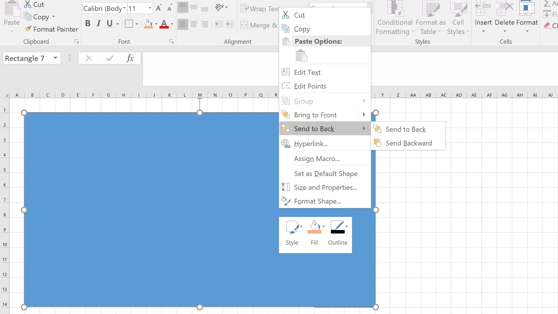 final walls in Excel