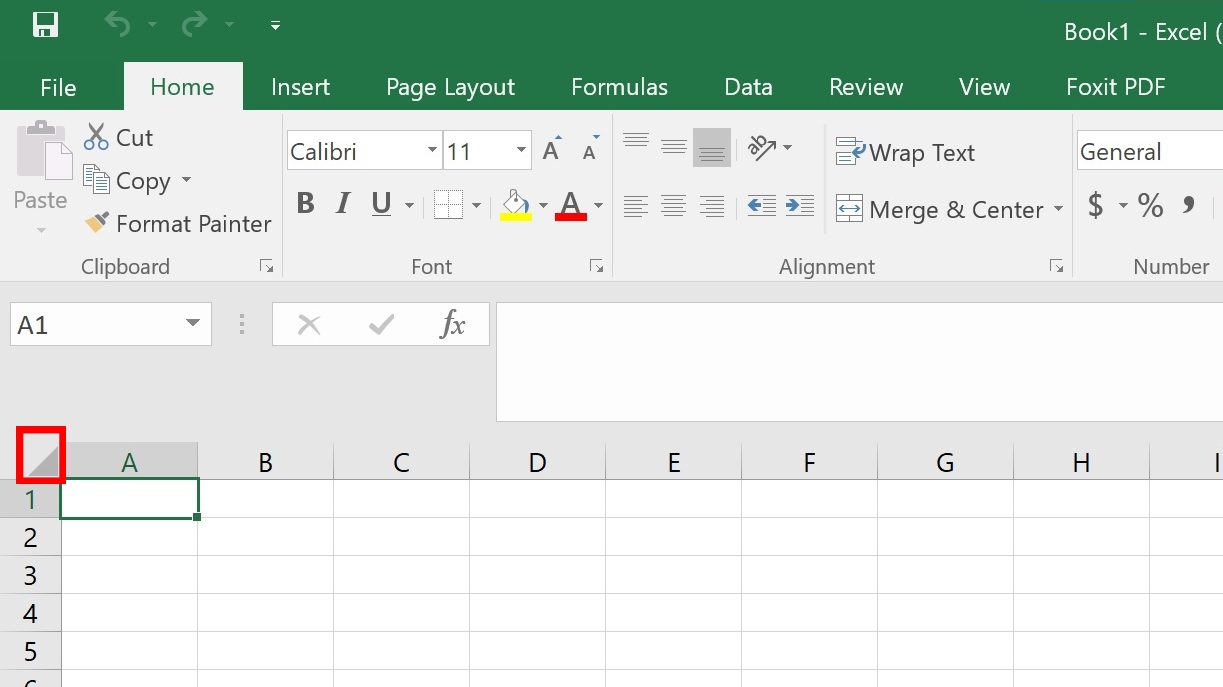 select all columns in Excel with one click