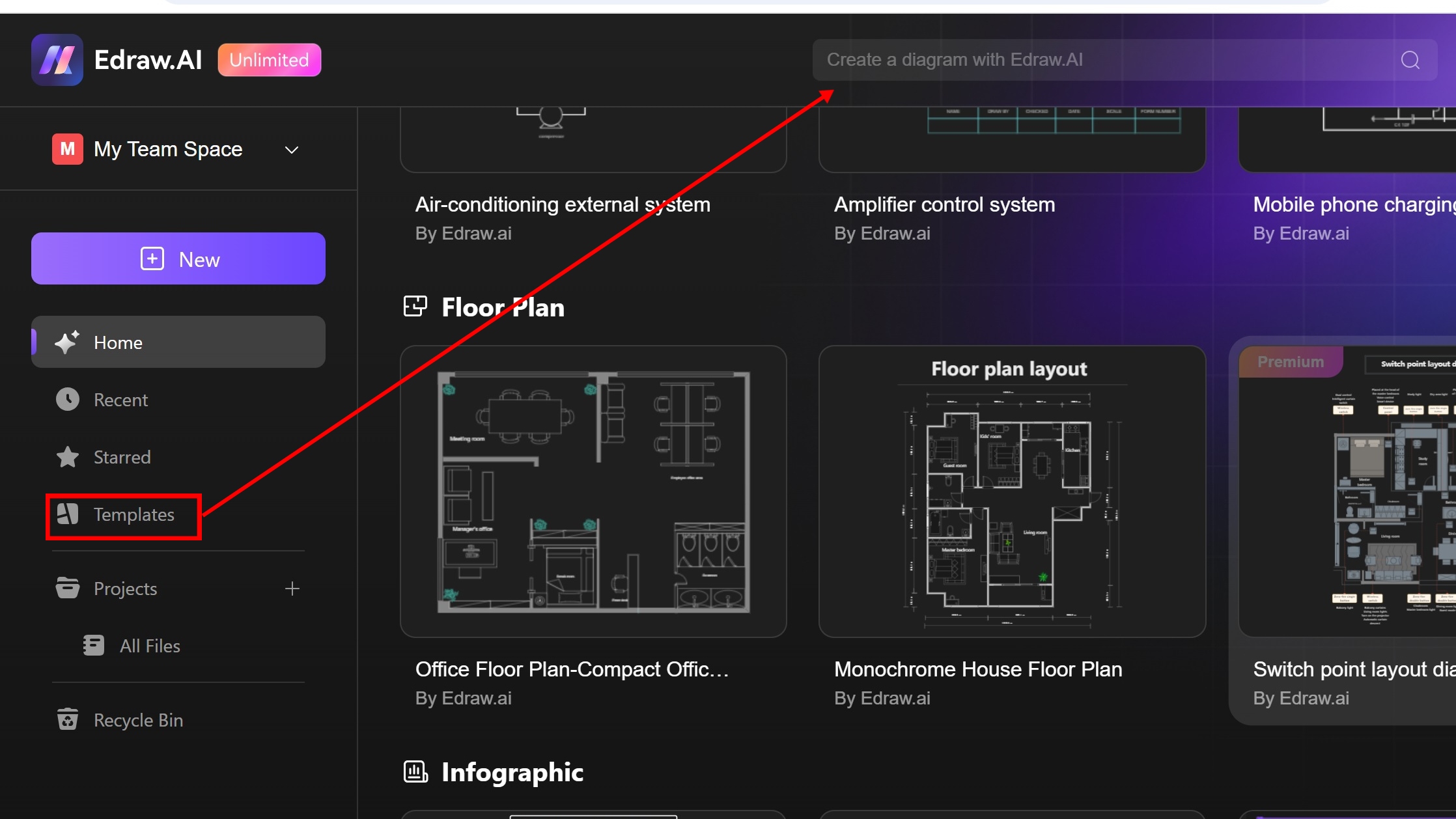 selecting templates on Edraw.ai