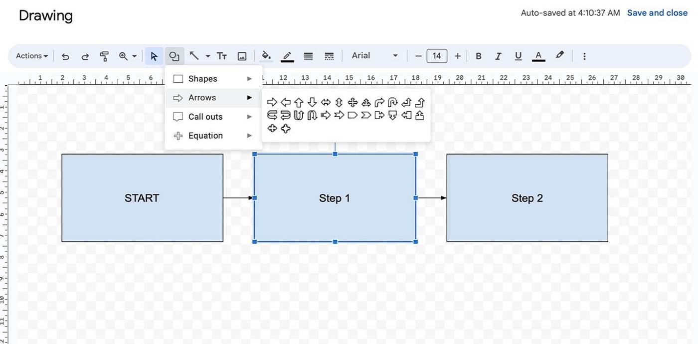 google docs special arrows