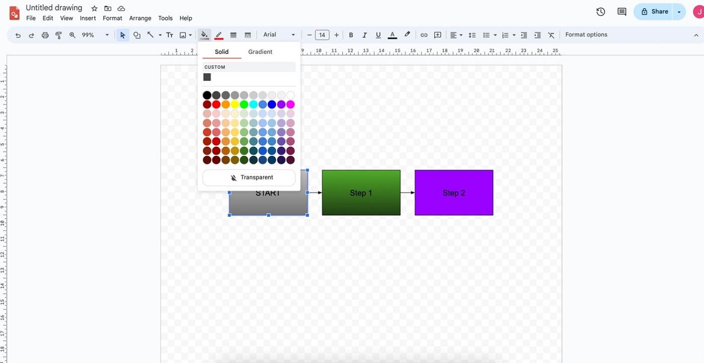 fill options google draw