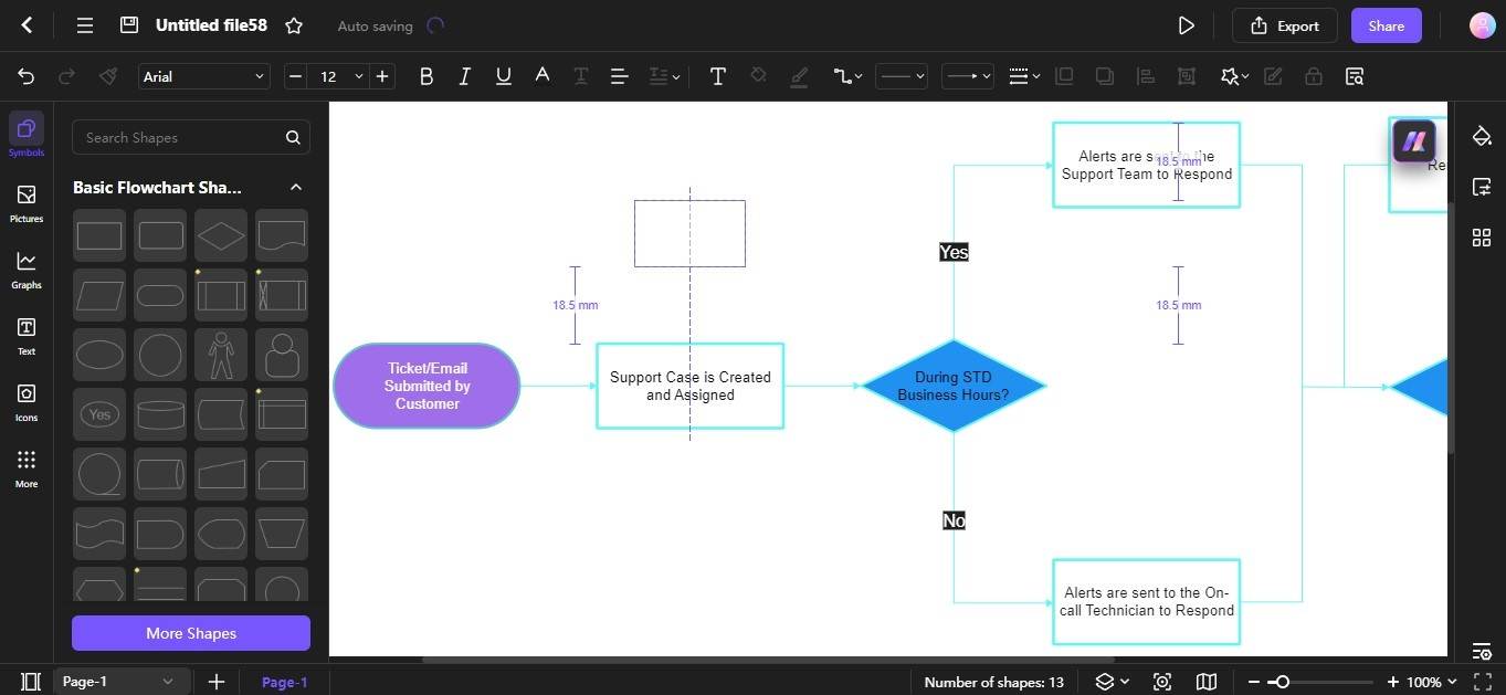 edraw ai add shapes to flowchart