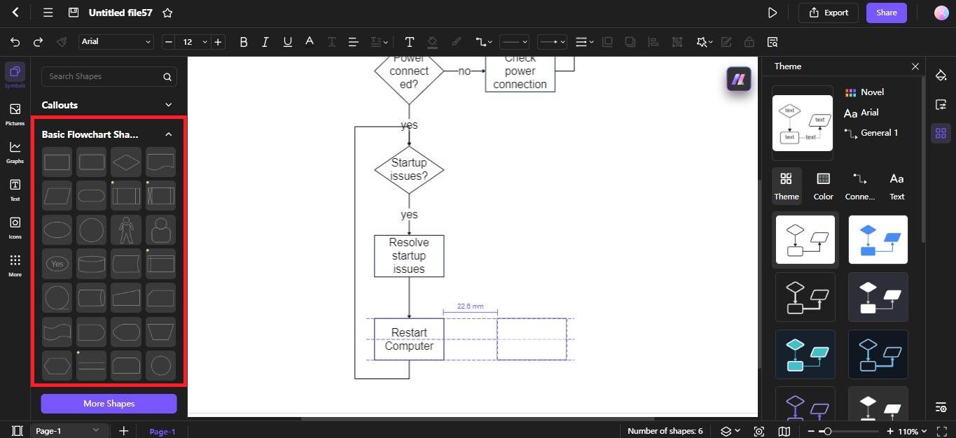 edraw ai insert more flowchart symbols