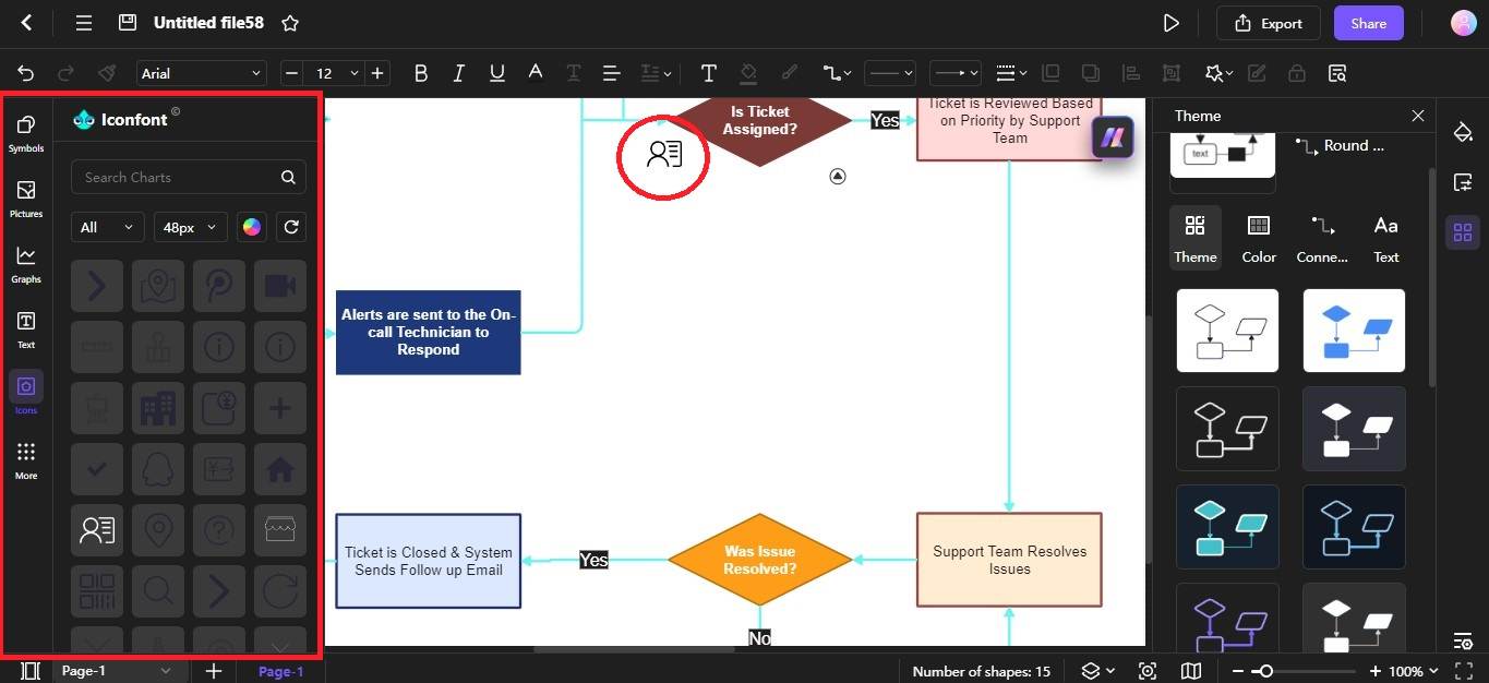 edraw ai change the flowchart theme