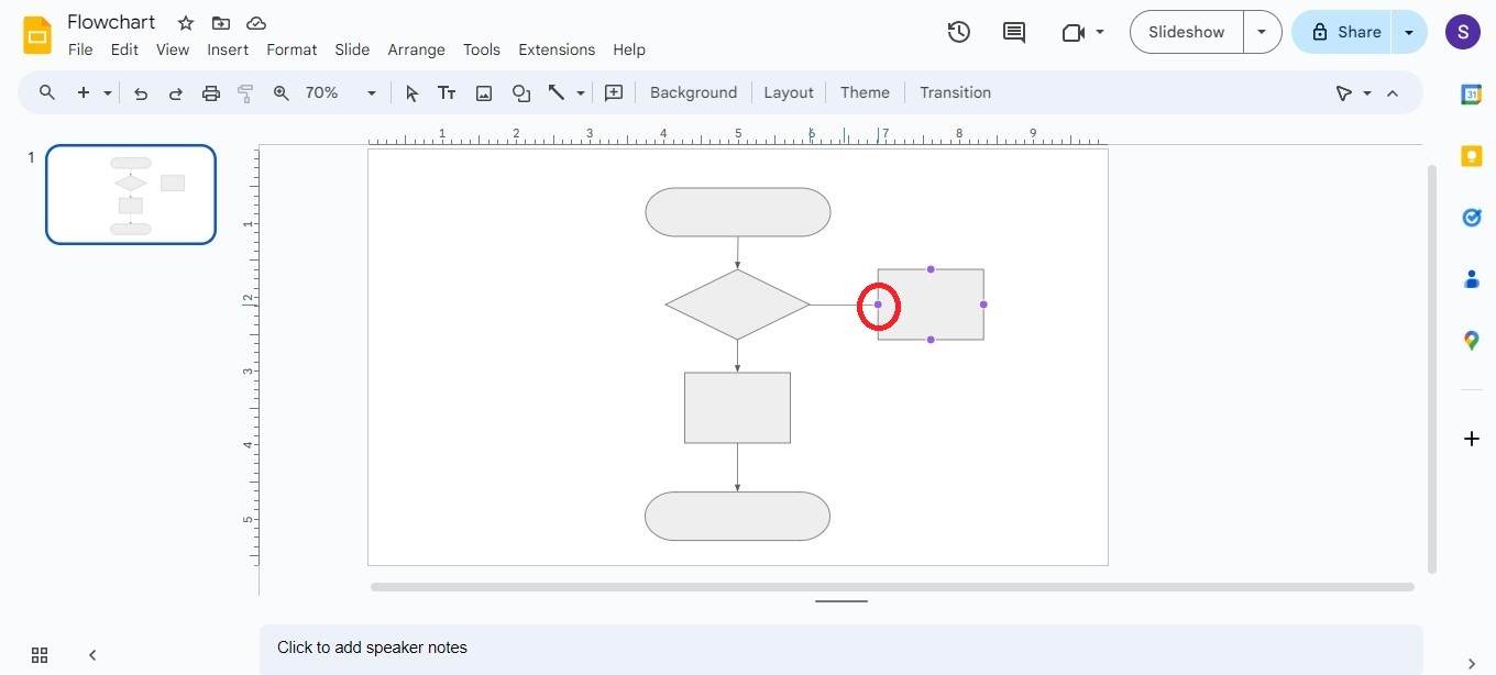 google slides connects flowchart shapes