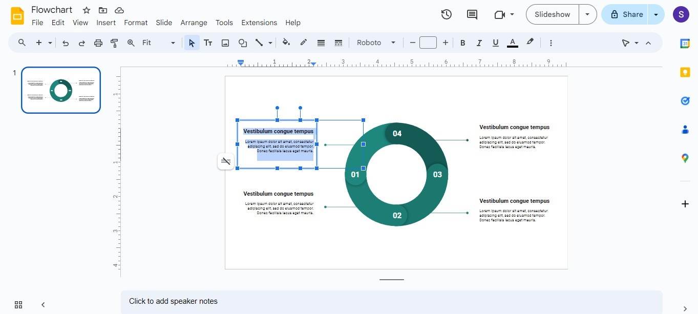 google slides edit flowchart template text