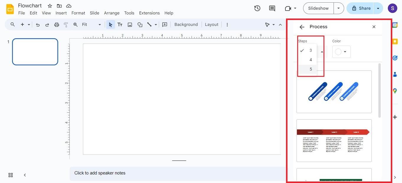 google slides select flowchart template