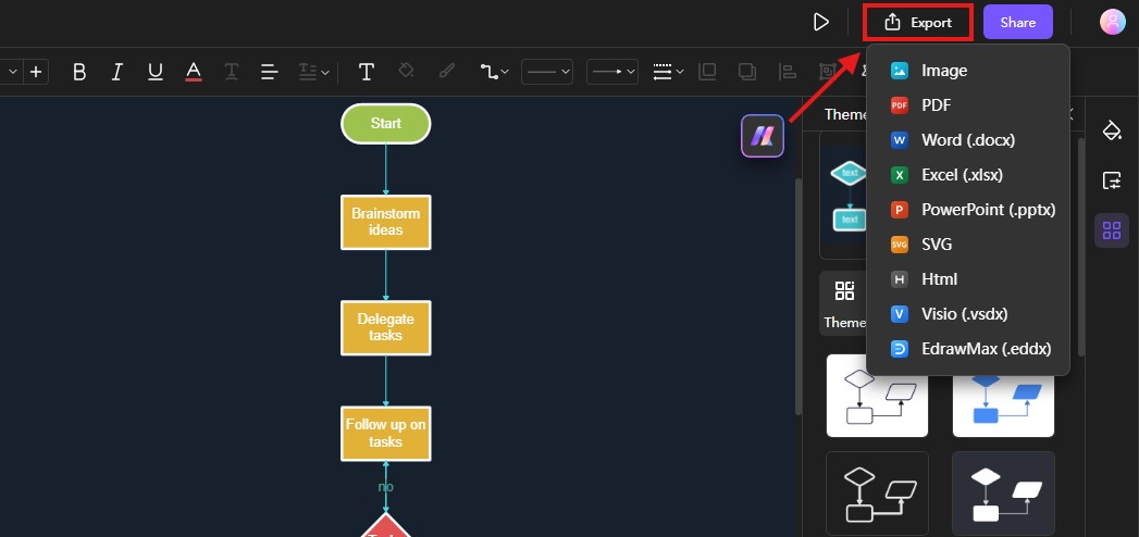 export or save the flowchart