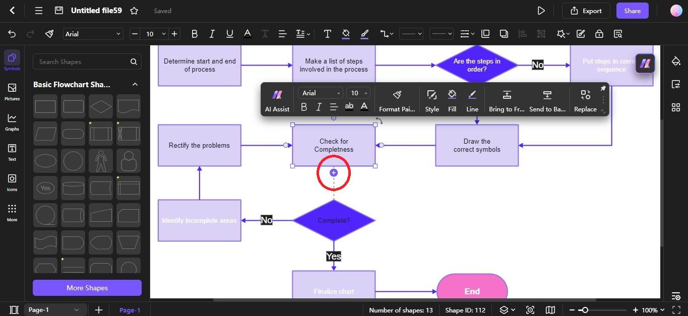 connect flowchart shapes in one-click