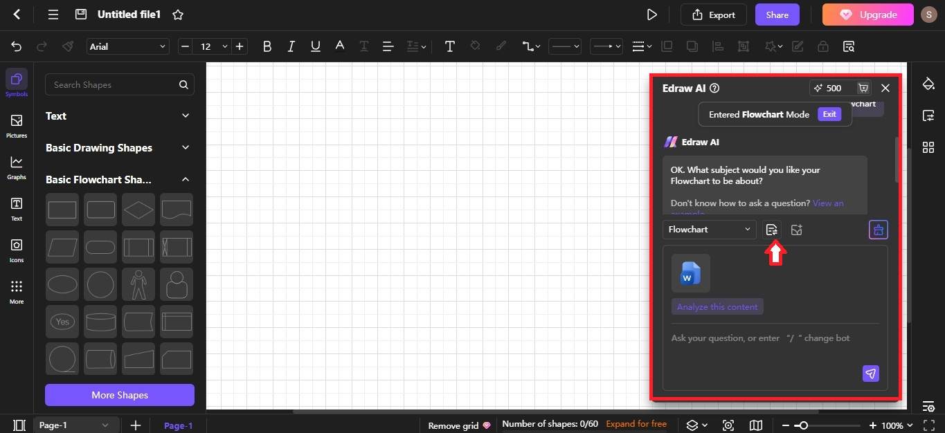 word file to create flowchart