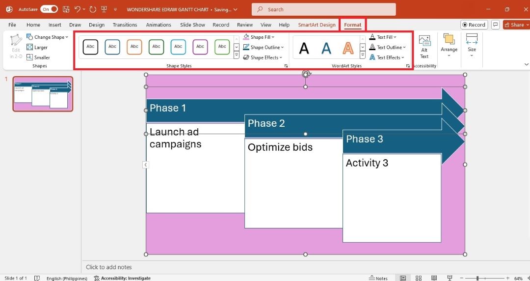 format gantt chart style in powerpoint