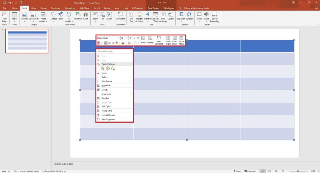 powerpoint floating toolbar