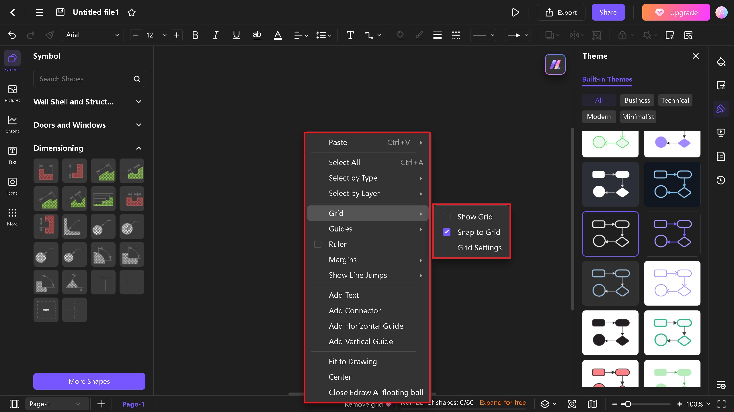grid feature on edraw.AI