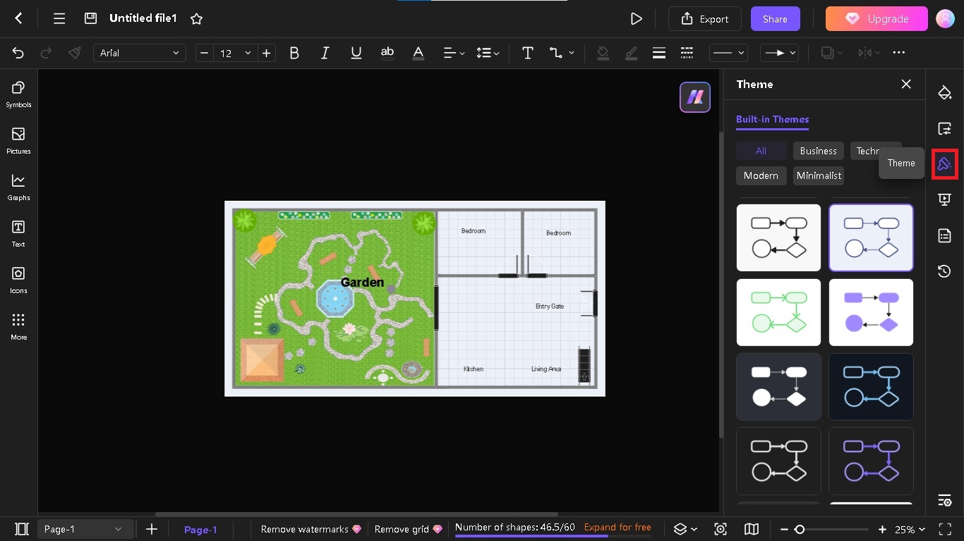 changing the themes option on Edraw.AI