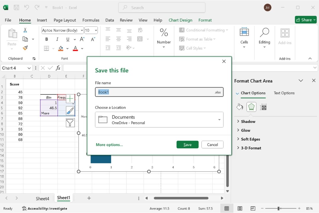 saving final histogram