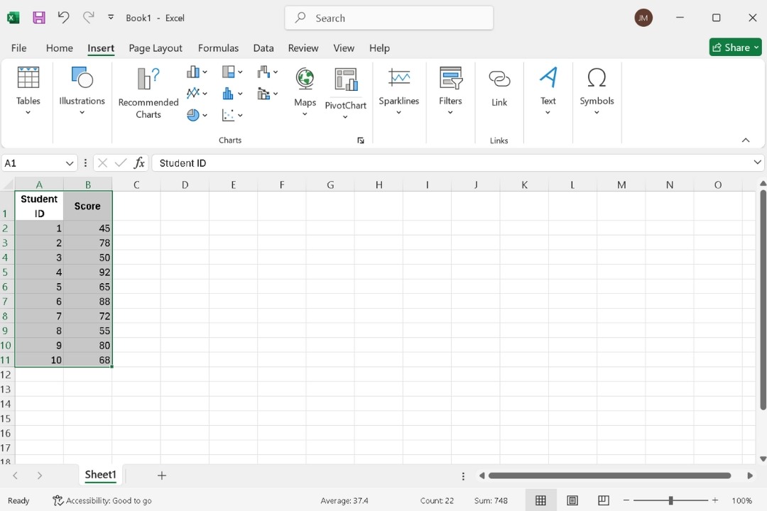 data range selection