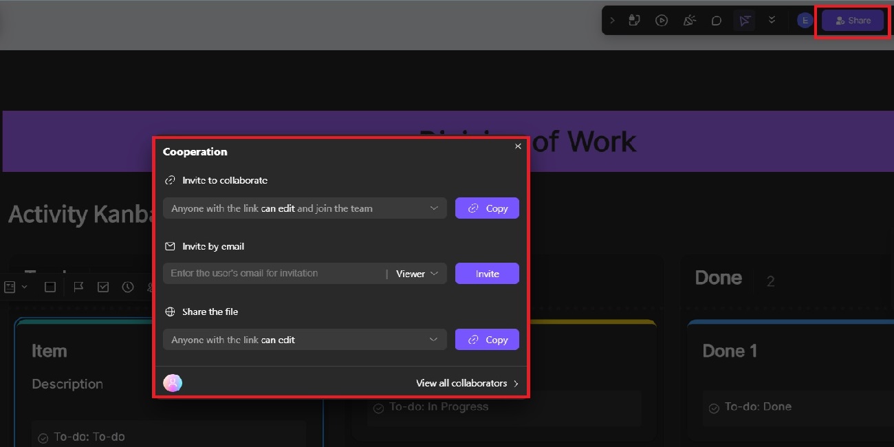 sharing the kanban board