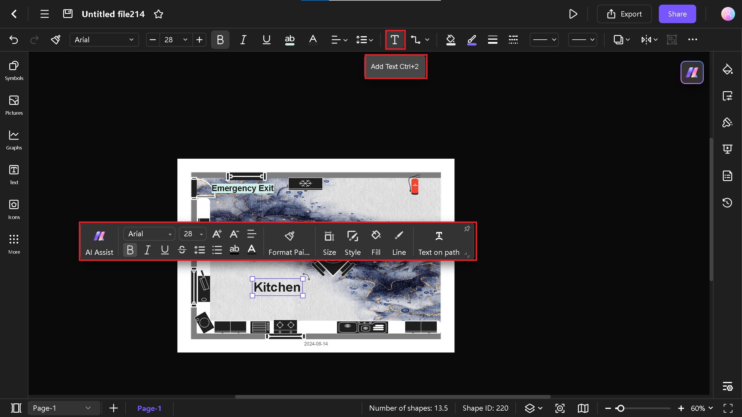 add text on Edraw.AI