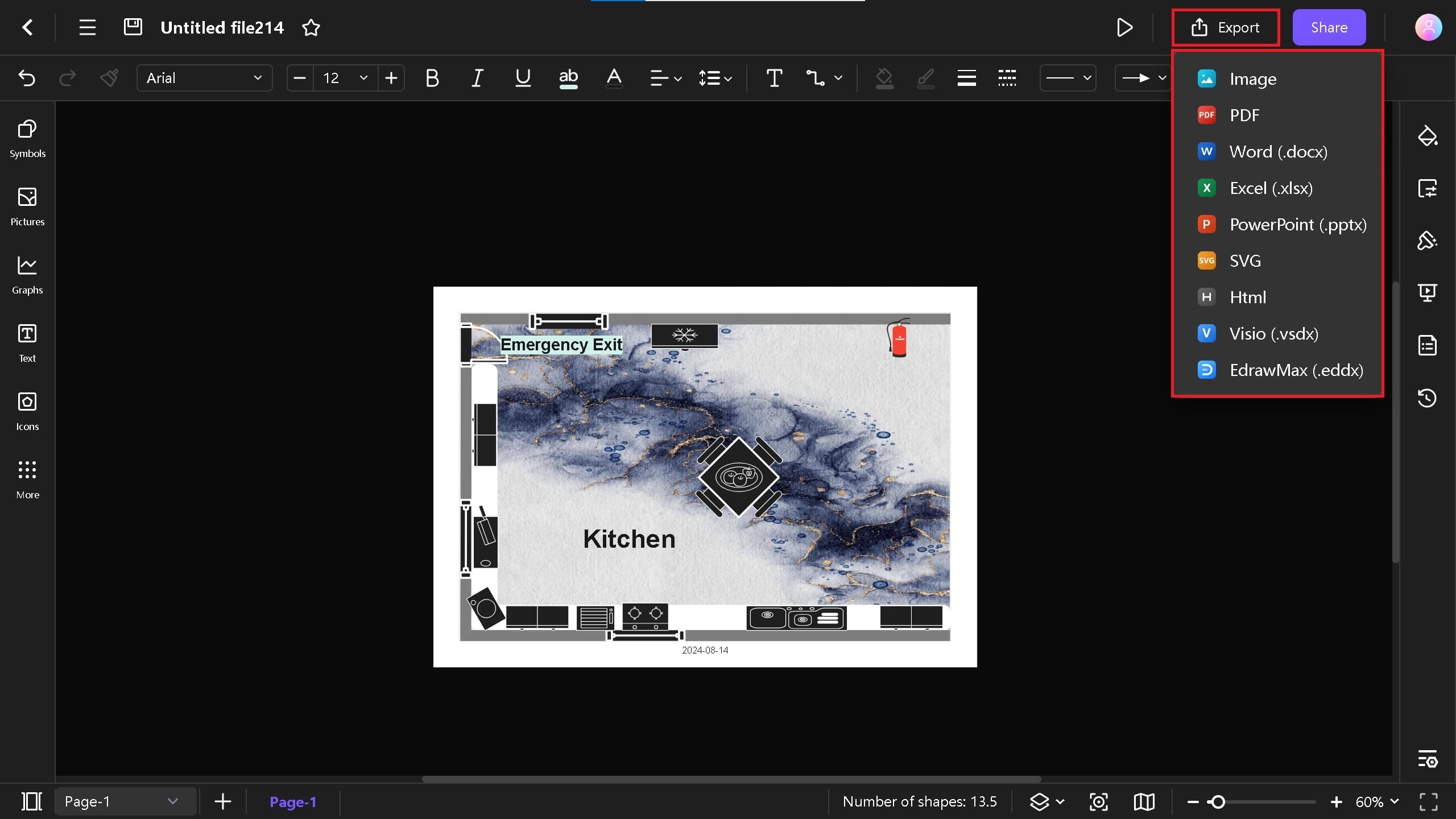 export option on Edraw.AI