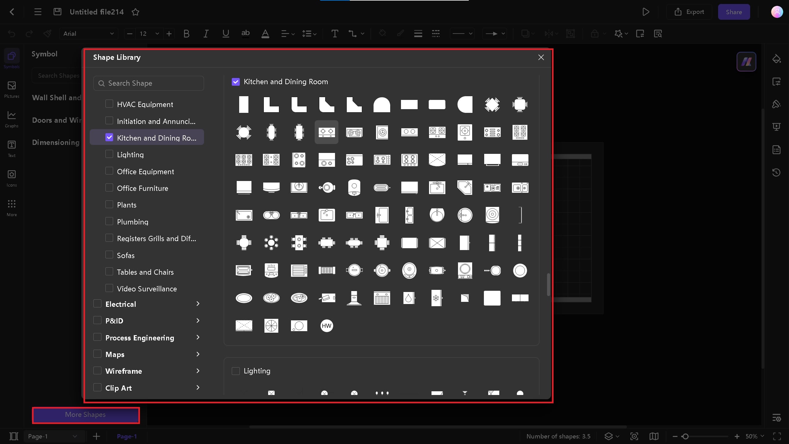 kitchen symbols on Edraw.AI