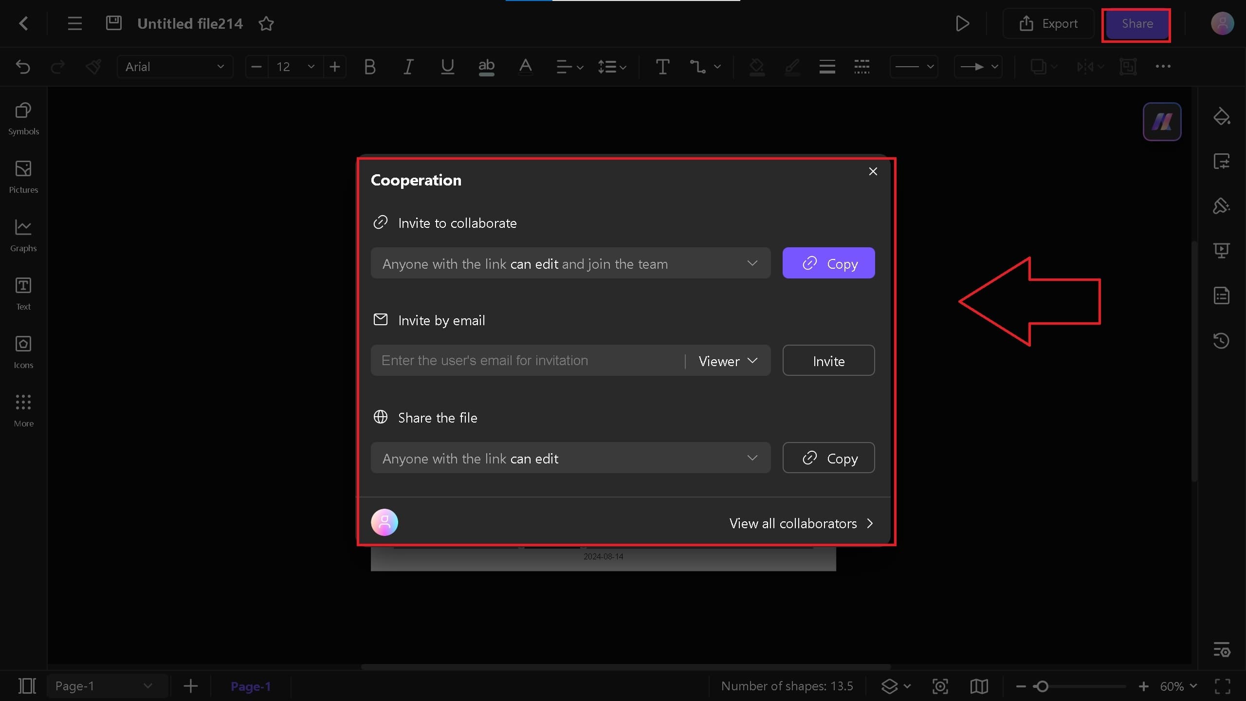 share button on Edraw.AI
