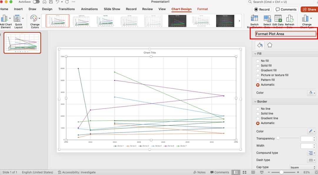 pick color and style for the line chart