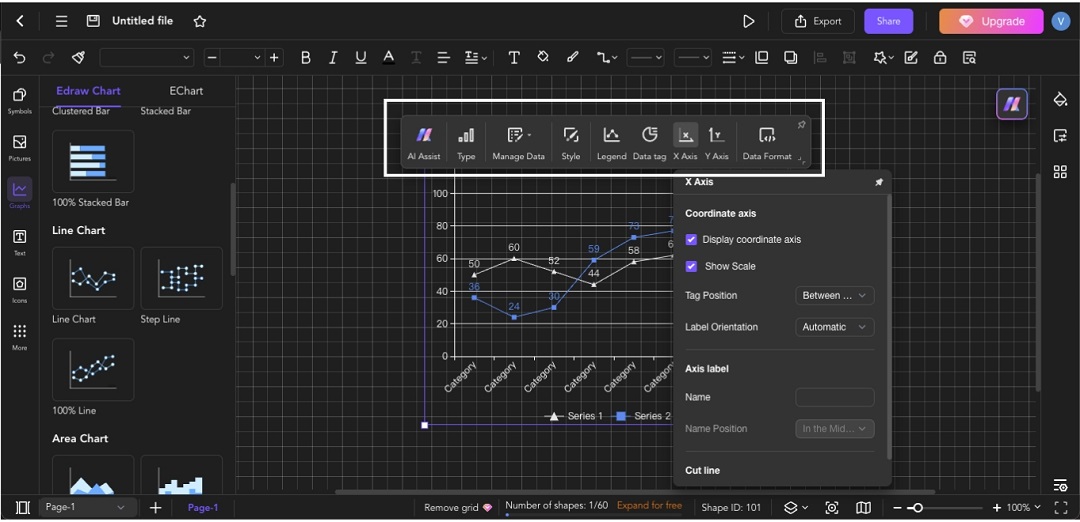 customize the line chart with ai tools