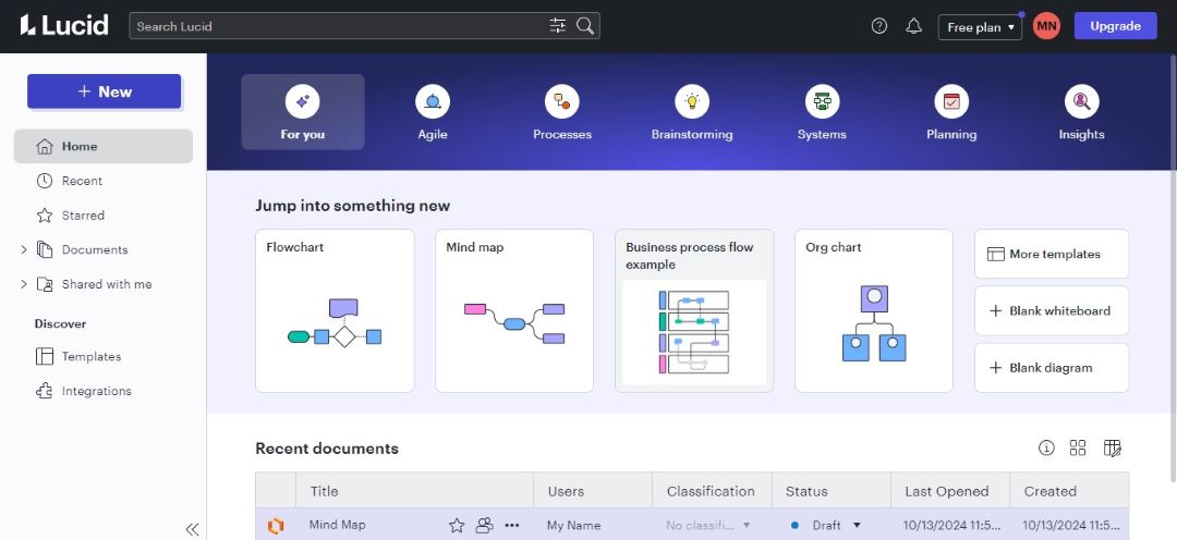 lucidchart start with blank diagram