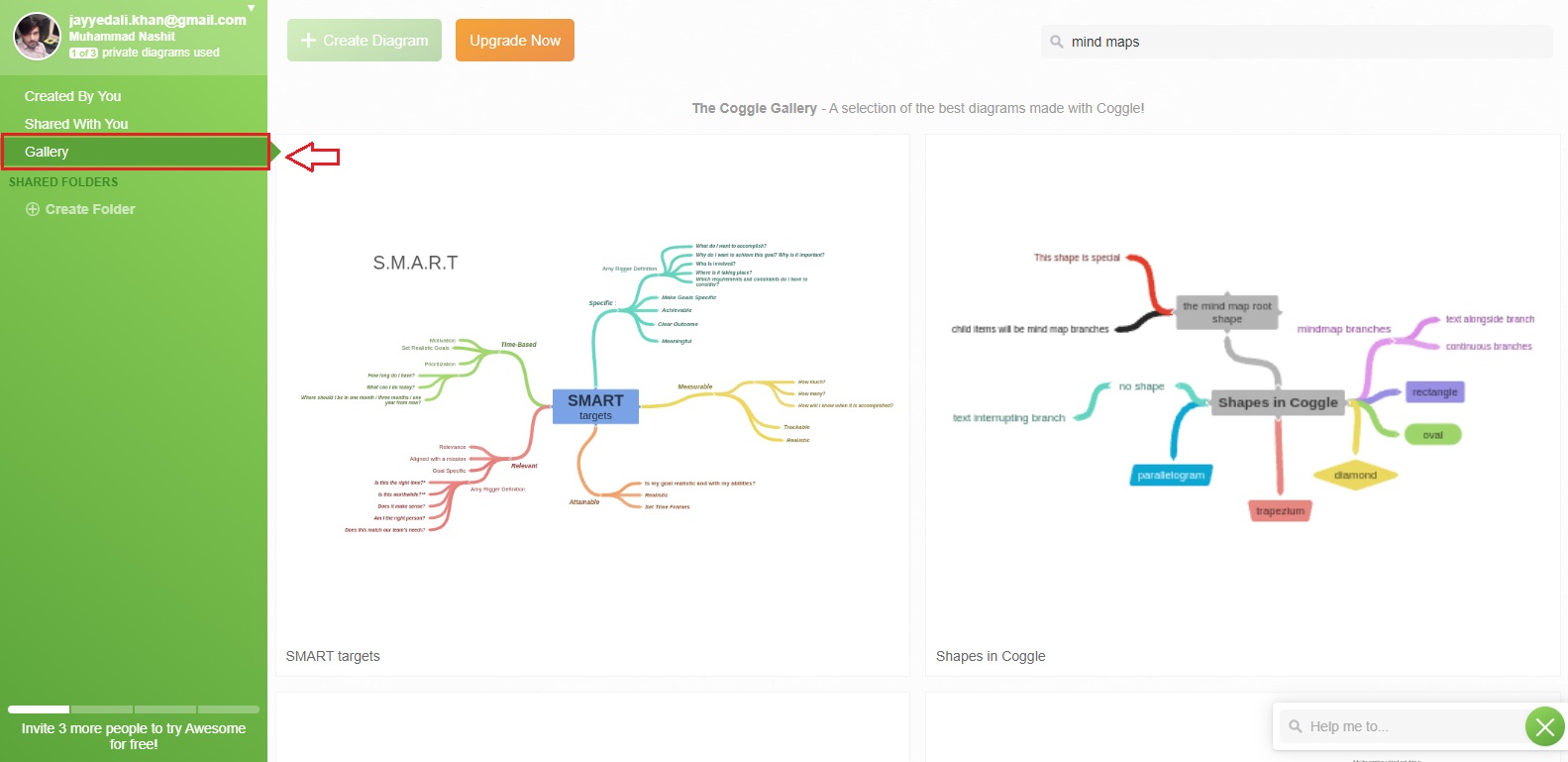 enter the coggle mind map gallery